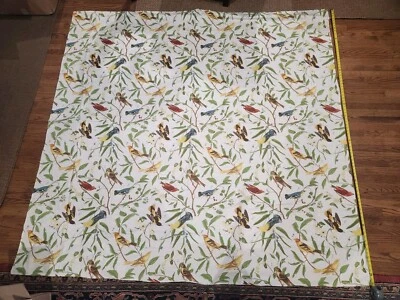 RARE Pottery Barn Spring Sparrow Bird Fabric Piece Square 89" X 90" (6+ sq yds) - Image 1 of 4