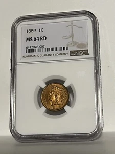 NGC MS-64 RD 1889 Indian Head Cent, Razor-Sharp, Full-Red specimen! - Picture 1 of 2