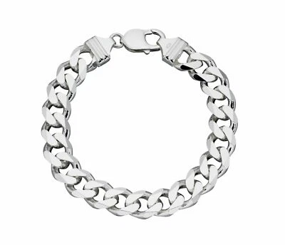 Da Uomo Pesante Bracciale Cordolo Argento Sterling Massiccio Taglio Diamante - Immagine 1 di 3