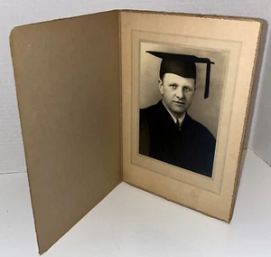 Vintage Photo of Graduate in Mortarboard and Robe 5"x7" Black & White Portrait - Picture 1 of 6
