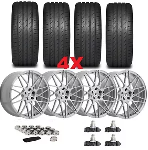 SILVER BRUSHED WHEELS RIMS TIRES 245 35 20 PACKAGE SET NEW OE ALLOY - Picture 1 of 9