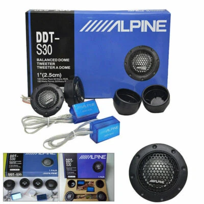 Pair Alpine DDT-S30 360W 2.5CM 1" Soft Dome Balanced Car Audio Speakers Tweeters