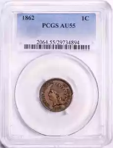 1862 Indian Head Cent Coin PCGS AU55 Excellent Quality US Coin Penny - Picture 1 of 2