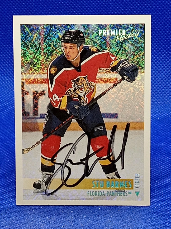 AUTOGRAPH AUTO Panthers Penguins Jets Stu Barnes #458 1994-95 Topps Premier - Image 1 of 1