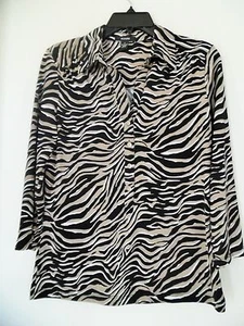 Womens Alfani Animal Print Collared Henley Blouse Shirt Top Sz S - Picture 1 of 3