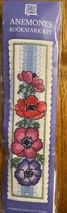ANEMONES Bookmark Counted Cross Stitch Kit Floral, Art Pewter Textile Heritage - Picture 1 of 2