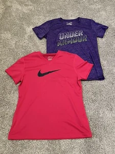 Lot Of 2 Girls Size Large Nike/Under Armour Performance Tops - Picture 1 of 3