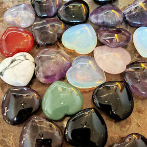 10/20/30PCS Natural Crystal Quartz Carved Heart Shaped Healing Love Gemstone20mm