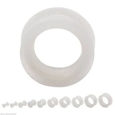PAR-Flexi Delgado Perla Blanco Doble Acampanado Silicona Túneles Oreja Calibre 18mm/11/16" Foto 1 de 3