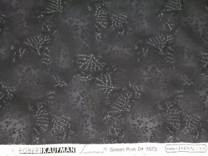 Robert Kaufman Fusions Fabric BTY Black Gray Floral Botanical Made In Japan - Picture 1 of 4