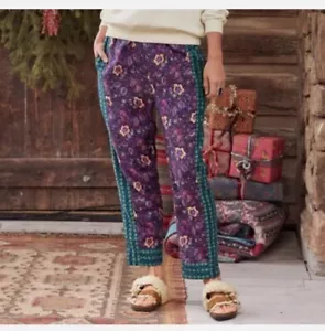 Sundance Hose Lola XL lila Lagenlook Hippie Artsy Mixed Media Baumwolle Pull On - Bild 1 von 10