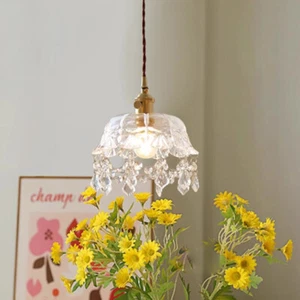 French Retro Single Bulb Hanging Ceiling Light Clear Glass Shade Pendant Light - Picture 1 of 9