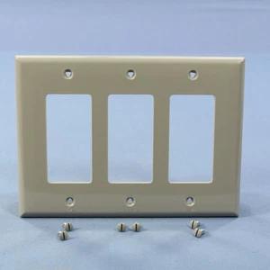 Cooper Gray 3-Gang Decorator UNBREAKABLE Mid-Size Wallplate Rocker Cover PJ263GY - Picture 1 of 6
