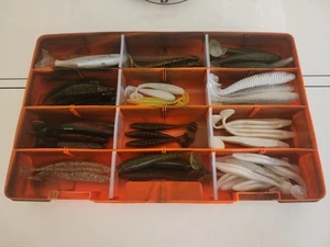 Lot of 54 Soft Swimbait Fishing Lure Jerk Bait Soft Worms Bass Fishing - Picture 1 of 8
