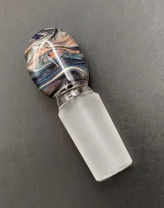 Multicolor Swirl 14mm Glass Male Ground Joint Stopper Cap - Picture 1 of 4