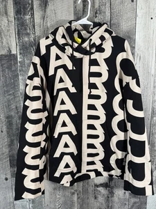 NWT Marc Jacobs Monogram Oversized Hoodie 'Black/Ivory' Size Small - Picture 1 of 8