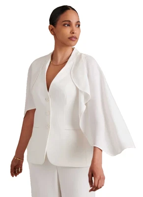$795 Anne Fontaine New 10 US 42 FR M White Sleeveless Cape Jacket Coat Runway - Image 1 of 4