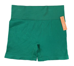 Colsie XL X-Large Green Seamless Ribbed Bike Shorts Loungewear Womens - Picture 1 of 10