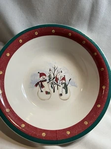Royal Seasons Steinzeug Schneemann Runde Gemüse Servierschüssel 10" RN2 Rot BandDot - Bild 1 von 7