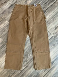 Salopette vintage Carhartt B01 BRN vestibilità doppio ginocchio pantaloni da lavoro 33/28 nuova con etichette USA - Foto 1 di 11