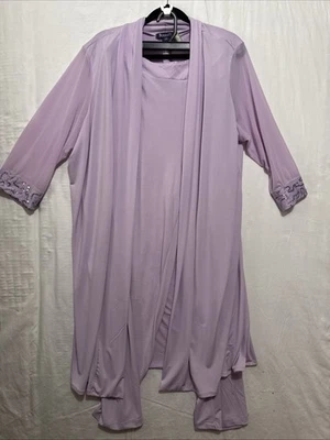 Roman's Lilac Two Piece Sequin Duster Pant Suit Women’s 18 W Travel Vacay - Image 1 of 4