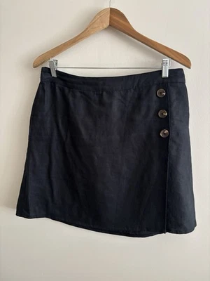 TAHARI 100% Linen Black Skirt W/ Built In SHORTS Skort 10 Tennis Pickleball - Image 1 of 4