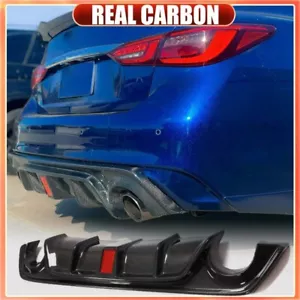 Labio difusor parachoques trasero carbono real con luz roja para Infiniti Q50 Q50S 2018-2020 - Imagen 1 de 13