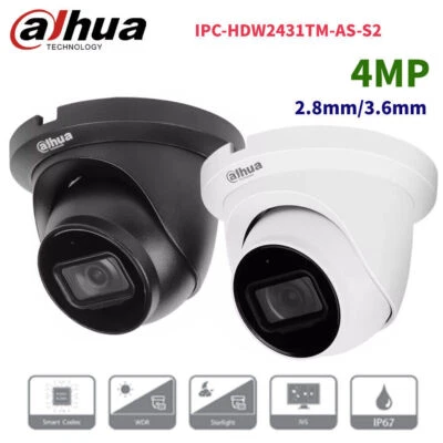 Dahua IPC-HDW2431TM-AS-S2 4MP Starlight Turret POE Eyebal IP Camera w/Card Slot - Image 1 of 4