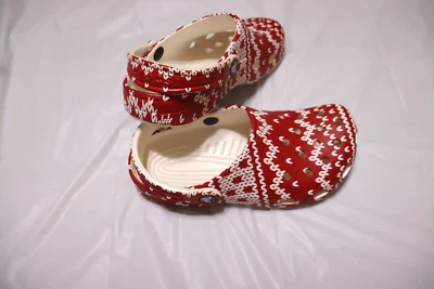 Crocs Classic Holiday Sweater Clogs, Men's Size 4 / Women's Size 6, Red/White - Image 1 of 4