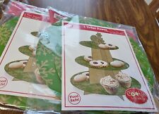 2 Treat Towers 3 Tier Stand Cardboard Snowflake Design Green The Cookie Exchange