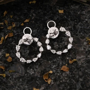 2.37 Ct Lab Grown CVD Diamond Hoop Earrings 10k Solid White Gold Jewelry Gift - Picture 1 of 7