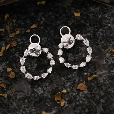 2.37 Ct Lab Grown CVD Diamond Hoop Earrings 10k Solid White Gold Jewelry Gift - Image 1 of 4