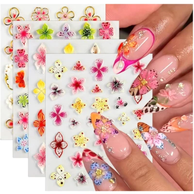 3D Flor Hawaiana Repujado Lirio Hibisco Floral Arte en Uñas Pegatinas Decoración NH29 Foto 1 de 4