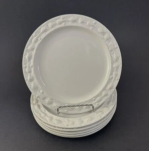 6 ~ Della Robia 8” Salad Plates Ivory Adams Real English Ironstone Embossed - Picture 1 of 8