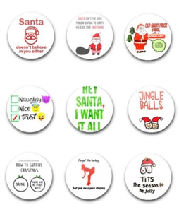 25 mm 1 Zoll WEIHNACHTEN ERWACHSENE SET 5 KNÖPFE ABZEICHEN x9 - Bild 1 von 1