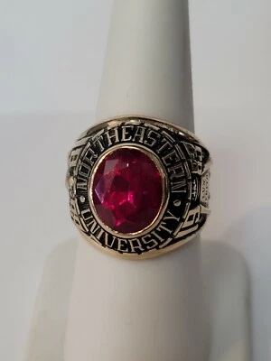 10KY "Northeastern University" 1983 Lab Created Ruby. Size 8 (M31) - Image 1 of 4