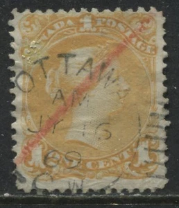 Canadá 1868 1 centavo amarillo naranja con 16 de julio de 1869 CDS - Imagen 1 de 1
