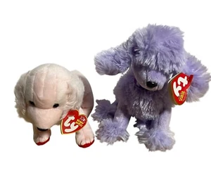 Caniches mullidos Ty Beanie Babies soneto rosa y Demur púrpura - Imagen 1 de 12
