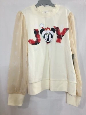 NWT Disney Store Minnie Mouse Blouse Girls Shirt Chiffon Sleeve Christmas Plaid - Image 1 of 4
