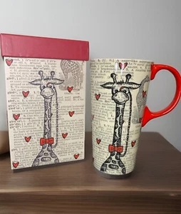 Coffee Cup Giraffe Dictionary Design 17oz Capacity With Matching Gift Box - Picture 1 of 8