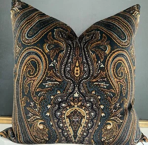 Ralph Lauren Hampton Square Paisley 100% Cotton Velvet Pillow Cover All Sizes - Picture 1 of 14