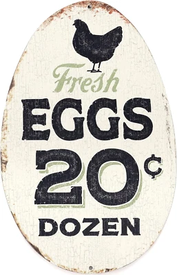 Rustic Fresh Eggs Metal Sign - Farmhouse Wall Art for Chicken Coop, Dining Room - Image 1 of 4