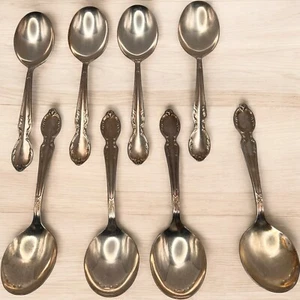 Rogers & Bro Extra Plate Royal Manor 8 Soup Spoons Flatware Silverplate - Picture 1 of 14