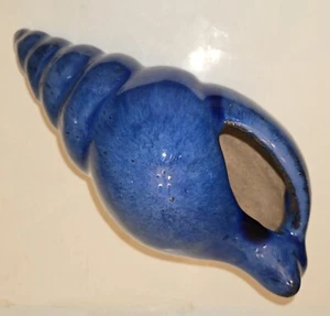 Große Muschel Muschel glasierte Keramik schöne blaue Muscheln Strand Ozean Art Deco - Bild 1 von 9