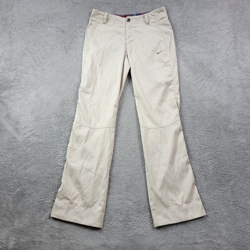 Nike Pantaloni da Golf Donna 30X32 Beige Dri Fit Dritti Performance Plaid Khakis