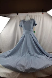 NEU VINTAGE DAVE & JOHNNY BLAUES ABSCHLUSSBALLKLEID KLEID GR. 4 ~ USA ~ MAXI LANG ~ JUNIOR ~ TÜLL - Bild 1 von 9