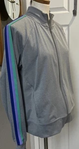 Athletic Works grau gestreifte Ärmel Jacke Reißverschluss Langarm Größe Large sehr guter Zustand - Bild 1 von 12