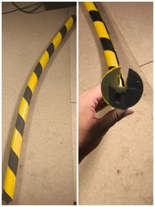 Rammschutz Rund 1m - 4x4cm Schwarz Gelb Gummi für Wand Ecke Garage Boot Auto - Bild 1 von 4