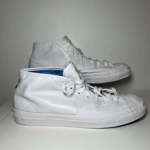 Converse Jack Purcell Pro Mid White Mens UK Size 10 Alexis Sablone Pride VGC - Picture 1 of 18