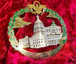 US Capitol & Library of Congress Messing 24K vergoldet Ornament, ohne OVP - Bild 1 von 13